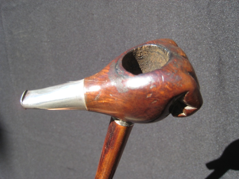 Carved pipe System cane. France, circa 1920